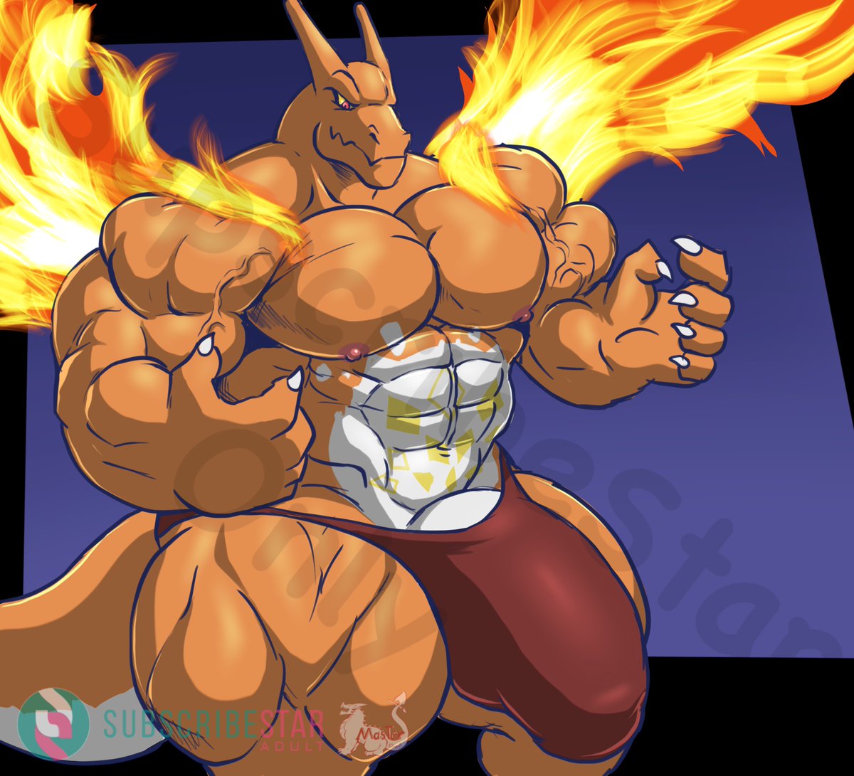 abs biceps charizard furry gay gigantamax_charizard hyper hyper_balls hyper_genitalia hyper_penis hyper_testicles male male_focus male_only masterelrest muscle muscles muscular muscular_arms muscular_ass muscular_back muscular_legs muscular_male muscular_thighs nipples pecs pokemon pokemon_(species) veins veiny_penis