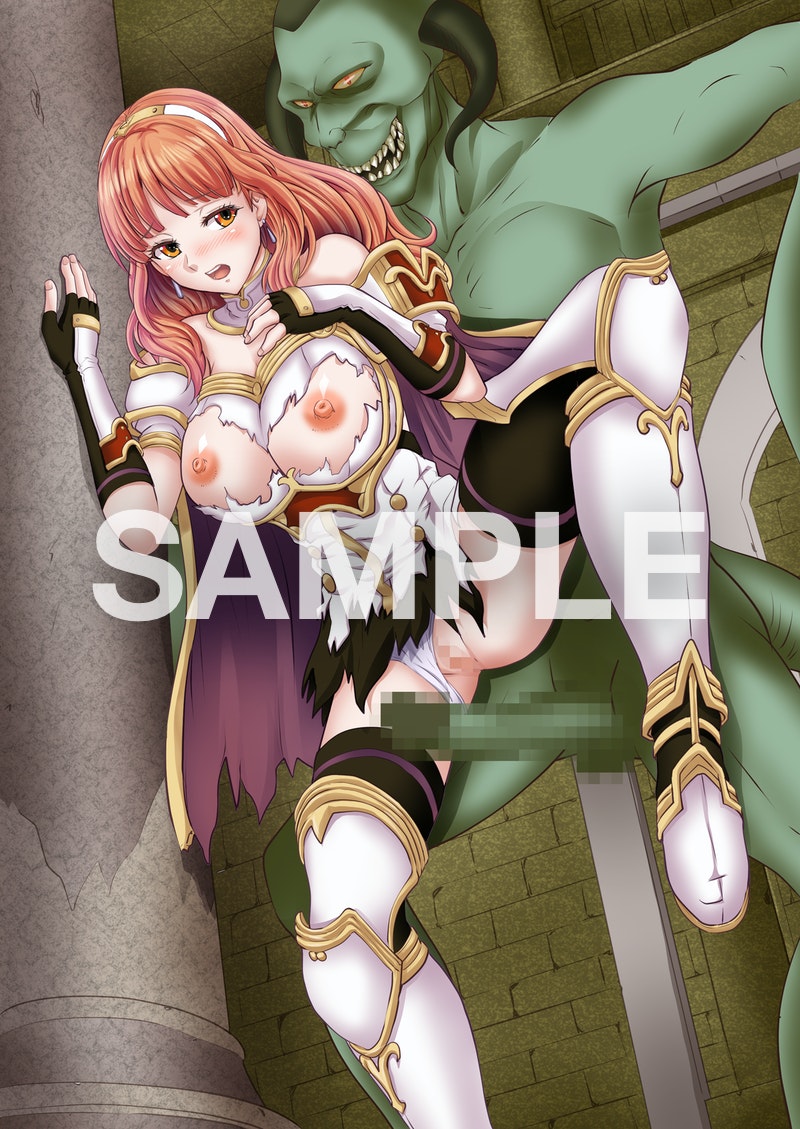 1boy 1girls bare_thighs breasts breasts_out celica_(fire_emblem) censored earrings female fingerless_gloves fire_emblem fire_emblem_echoes:_shadows_of_valentia gloves imminent_rape imminent_vaginal large_breasts leg_grab leg_up looking_back male medium_hair monster nao_takami nintendo nipples open_mouth orange_eyes orange_hair panties panties_aside pussy rape sample tail thighhighs thighs torn_clothes underwear vaginal_penetration white_panties