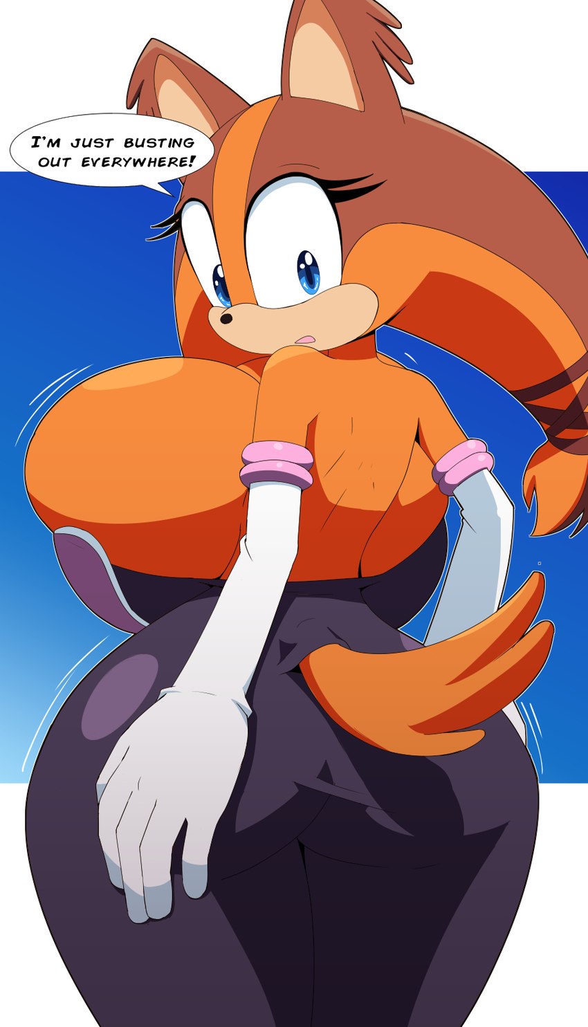 ass_expansion blue_eyes breast_expansion kojiro-brushard rouge_the_bat_(cosplay) sonic_(series) sticks_the_badger tagme