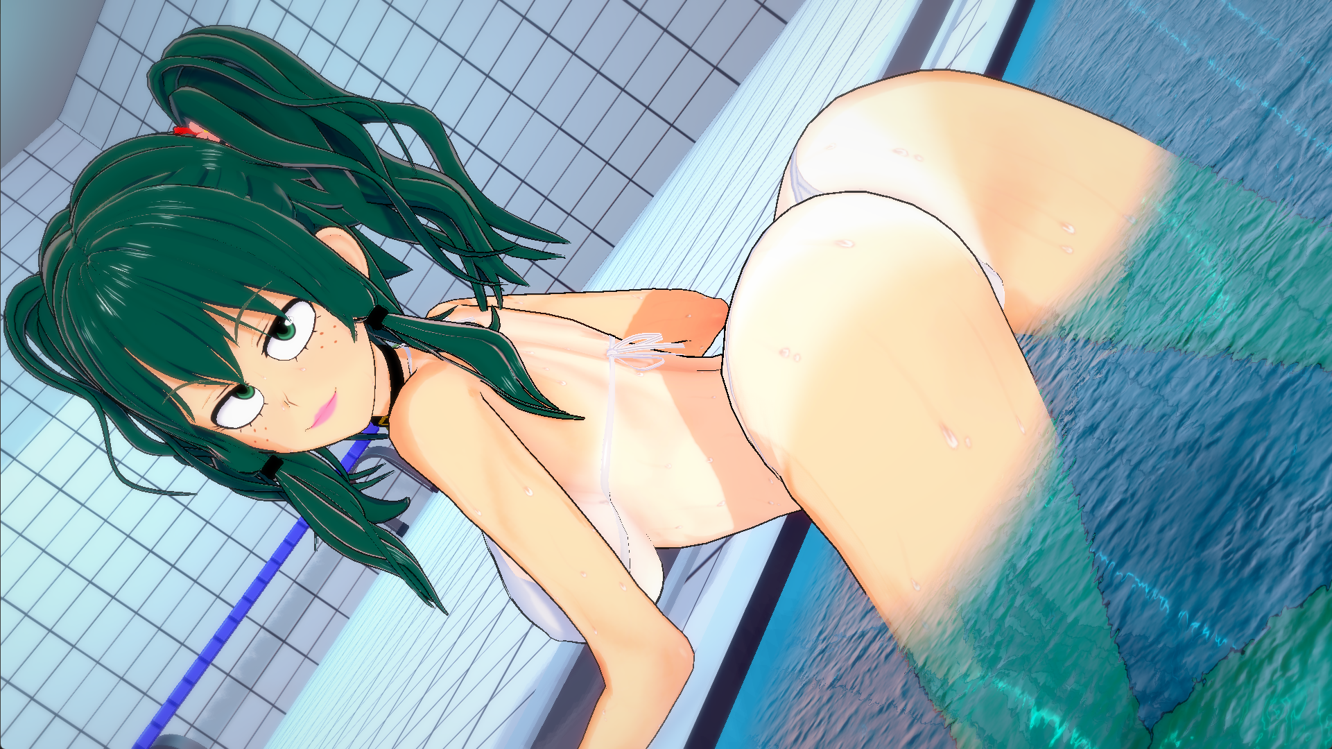 3d, ass, choker, eight69, female, female deku, female only, green eyes, green hair, izuku midoriya, my hero academia, rule 63, tagme, twintails