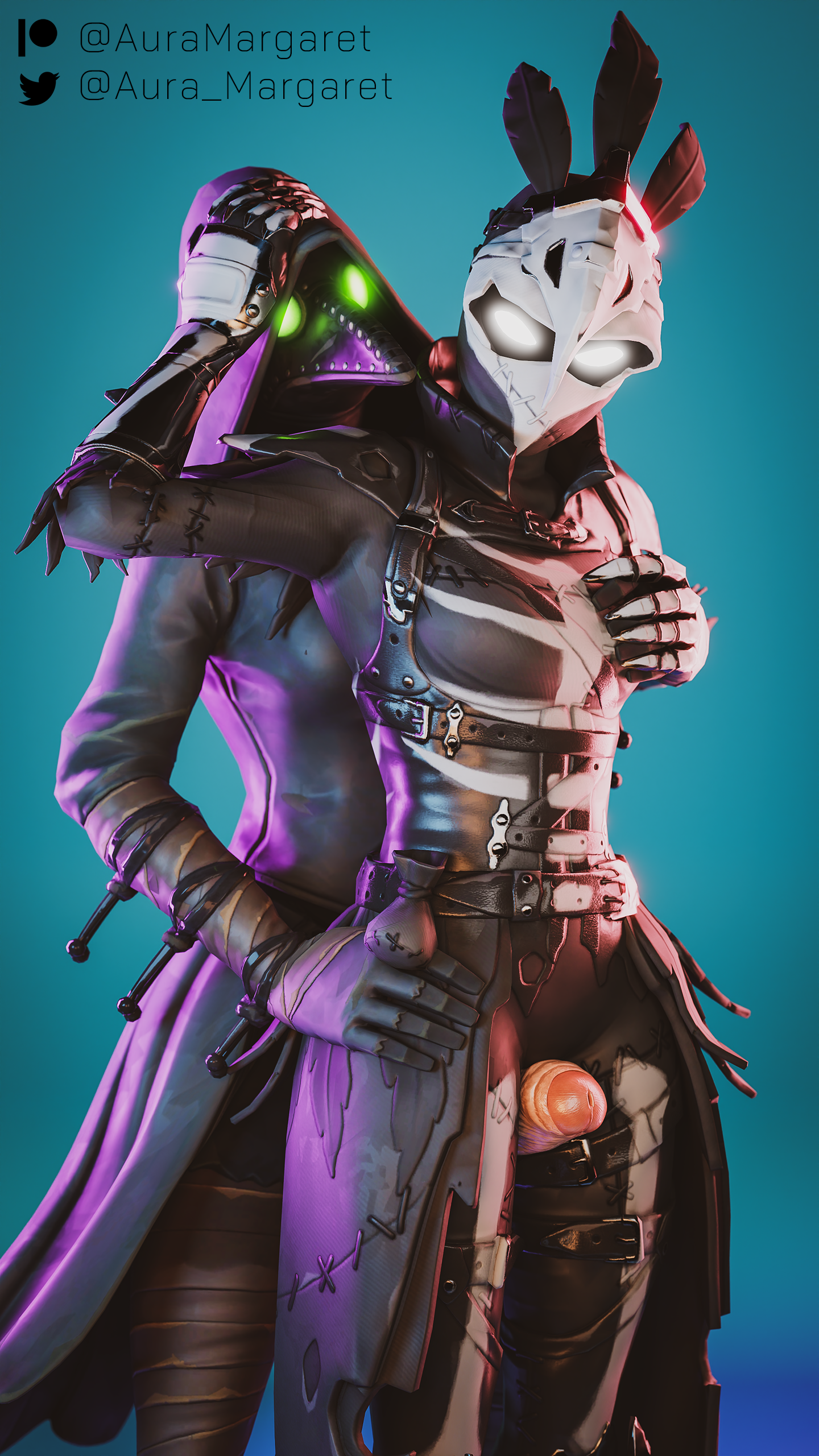 1futa, 1girls, 3d, 3d (artwork), auramargaret, blender, blender (software), bone ravage (fortnite), breasts, clothed, clothed sex, female, foreskin, fortnite, fortnite: battle royale, from behind, futa on female, futanari, glowing, glowing eyes, hand on breast, hi res, intersex, looking at viewer, mask, masked, masked female, penis, plague doctor, ravage (fortnite), scourge (fortnite), skirt, standing, standing sex, thigh sex, thigh strap, thighs, uncircumcised, uncut