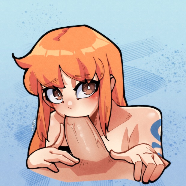 ass, big ass, big breasts, big butt, big penis, blowjob, breasts, fellatio, female, light skin, male, nami (one piece), one piece, oral, penis, post-timeskip, solo, solo focus, yutakke