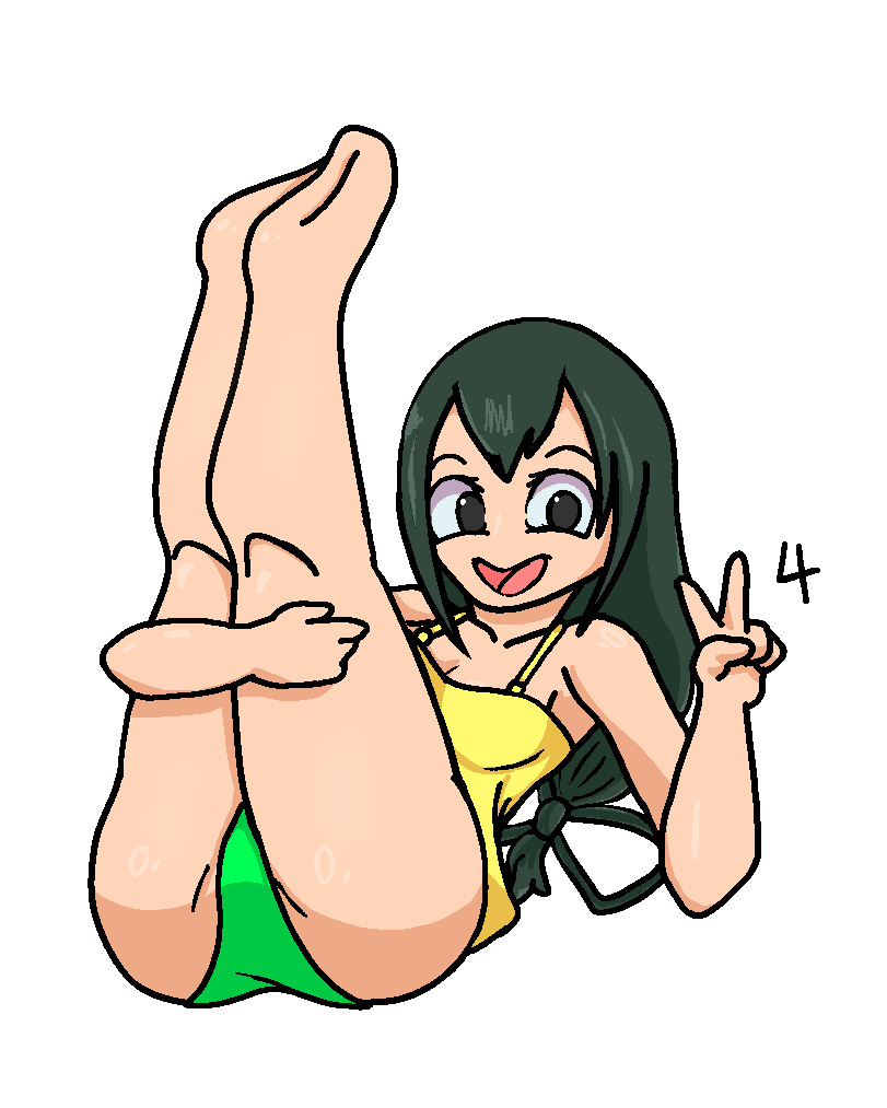 ass ass_focus full_body legs legs_up my_hero_academia nenei simple_background tsuyu_asui