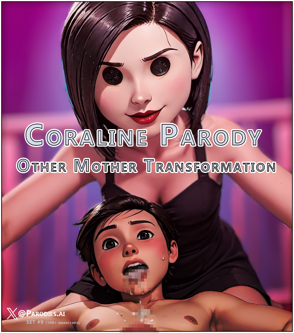 ai_generated black_hair censored comic coraline cum cum_in_mouth dickgirl dominant_futanari futa_is_bigger futa_on_male futanari incest mother mother_and_child mother_and_son other_mother parodies.ai size_difference submissive_male young