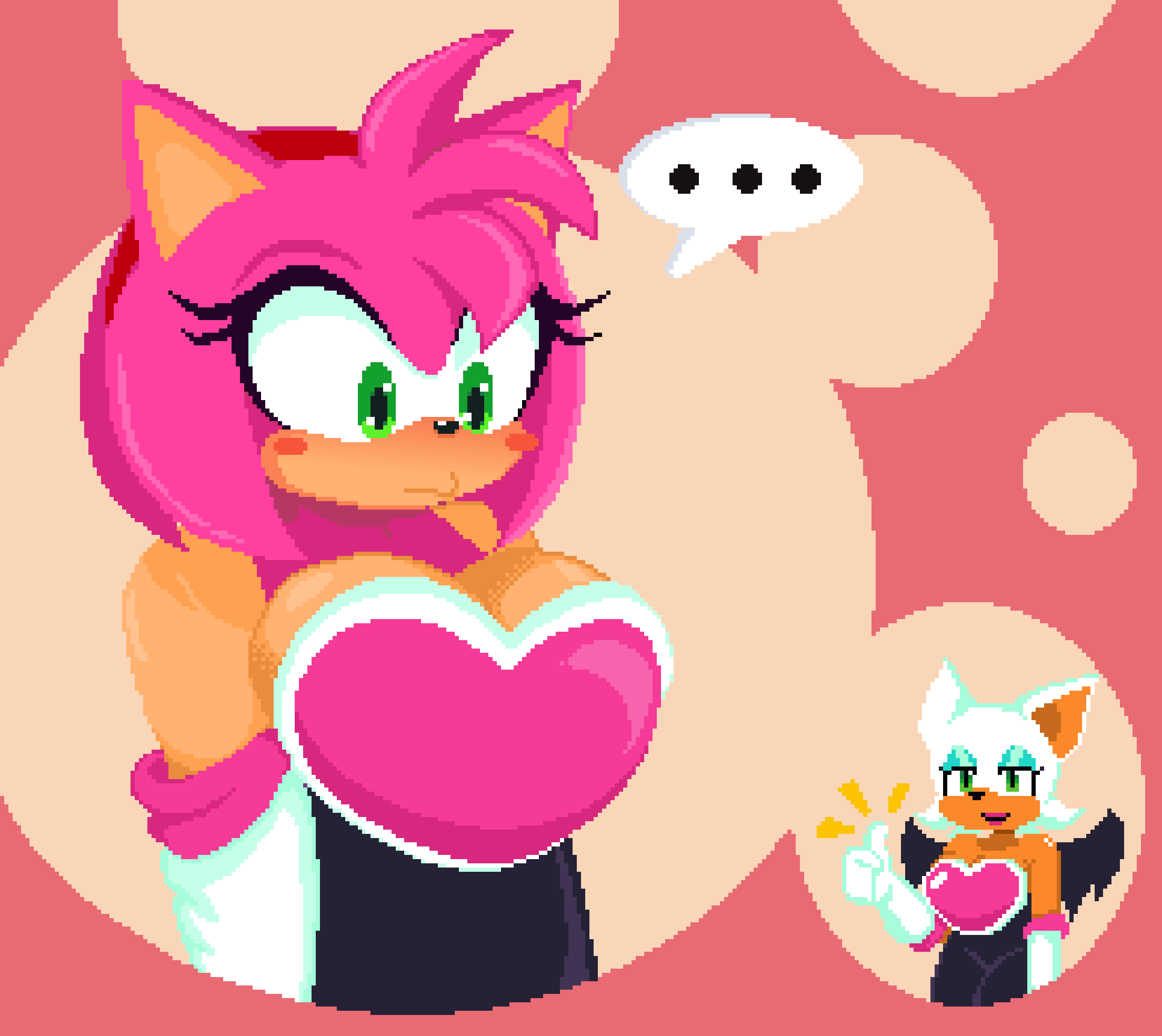 amy_rose amy_the_bat breasts pixel_art rouge_the_bat rouge_the_bat_(cosplay) sega sonic_(series) sonic_the_hedgehog_(series) starrock64 tag_your_posts tag_your_shit tagme