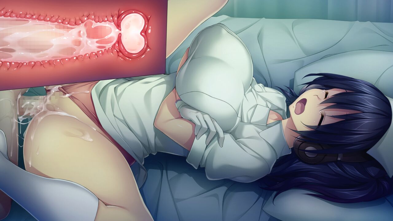 1boy 1girls big_breasts breasts censored censored_penis clothed_female_nude_male cum cum_in_pussy cum_inside femdom hikage_eiji hiramatsu-chan kamitsurugi_ouka light-skinned_female light-skinned_male light_skin mosaic_censoring nope_nope_nurses nude nude_male nurse panties yawn