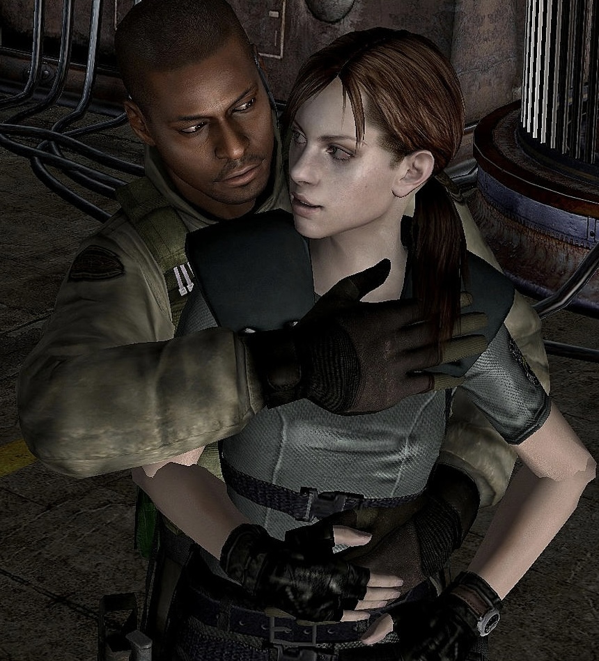 1boy 1girls 3d couple dark-skinned_male dark_skin interracial intimate jill_valentine jill_valentine_(amra_sila) josh_stone light-skinned_female light_skin resident_evil resident_evil_5 source_filmmaker