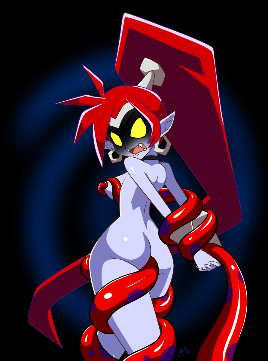 andersonicth breasts female nega-shantae red_hair shantae smooth_skin tentacle tentacle_sex yellow_eyes