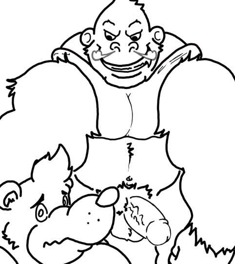 banjo banjo-kazooie banjo_(banjo-kazooie) bear conga furry gorilla male male_only monochrome multiple_males rareware