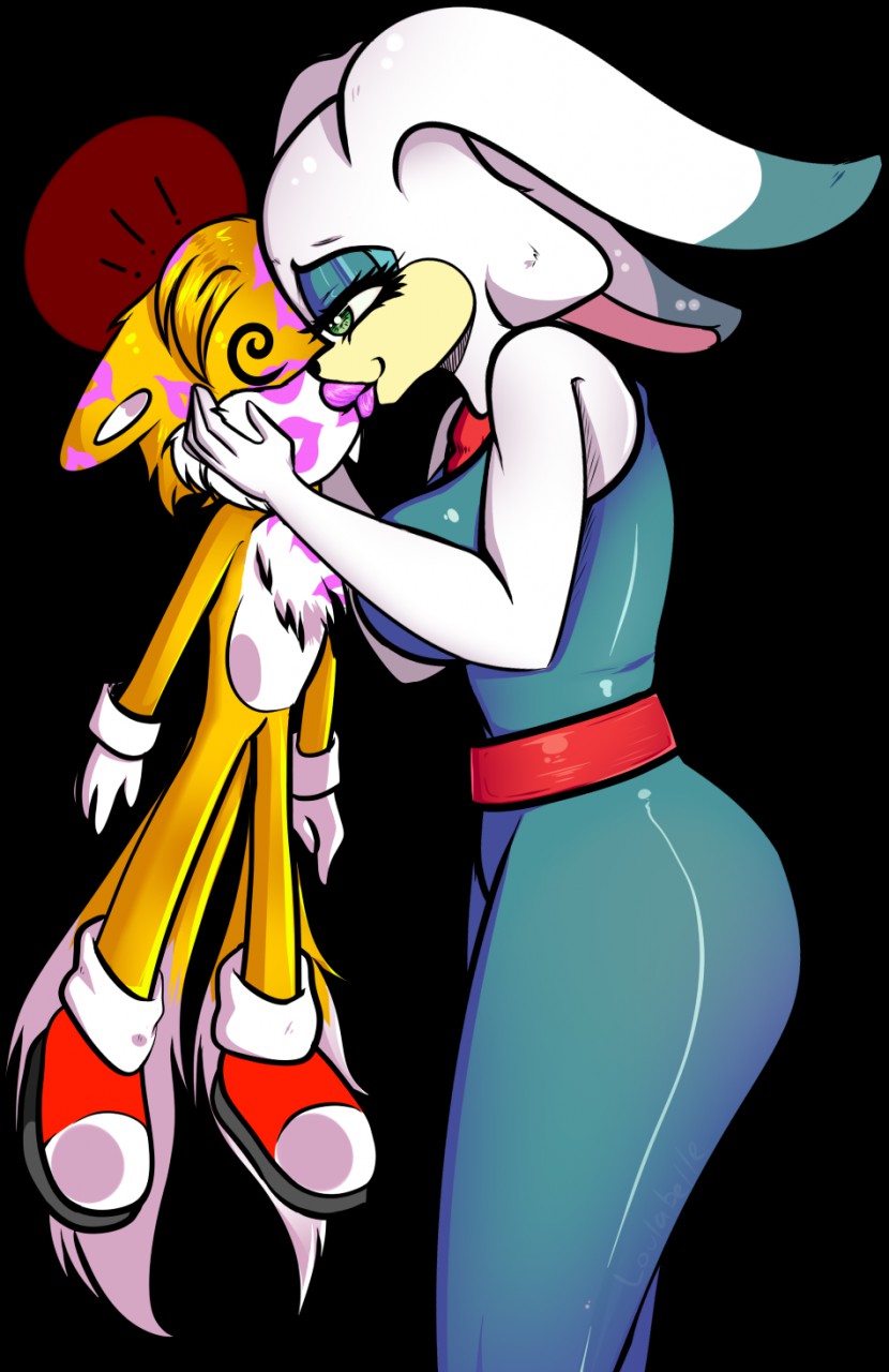 anthro anthro_only carrotia_the_rabbit fox lipstick lipstick_mark no_humans older_female rabbit sonic_(series) tails younger_male