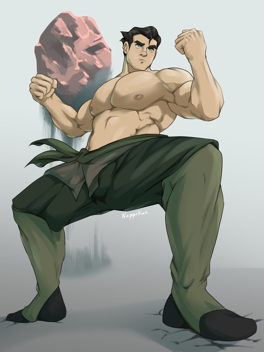 avatar_the_last_airbender bending bolin bulge clothing earthbending male male_only muscles muscular muscular_male neppikun nickelodeon posing smooth_skin spread_legs teen_boy the_legend_of_korra