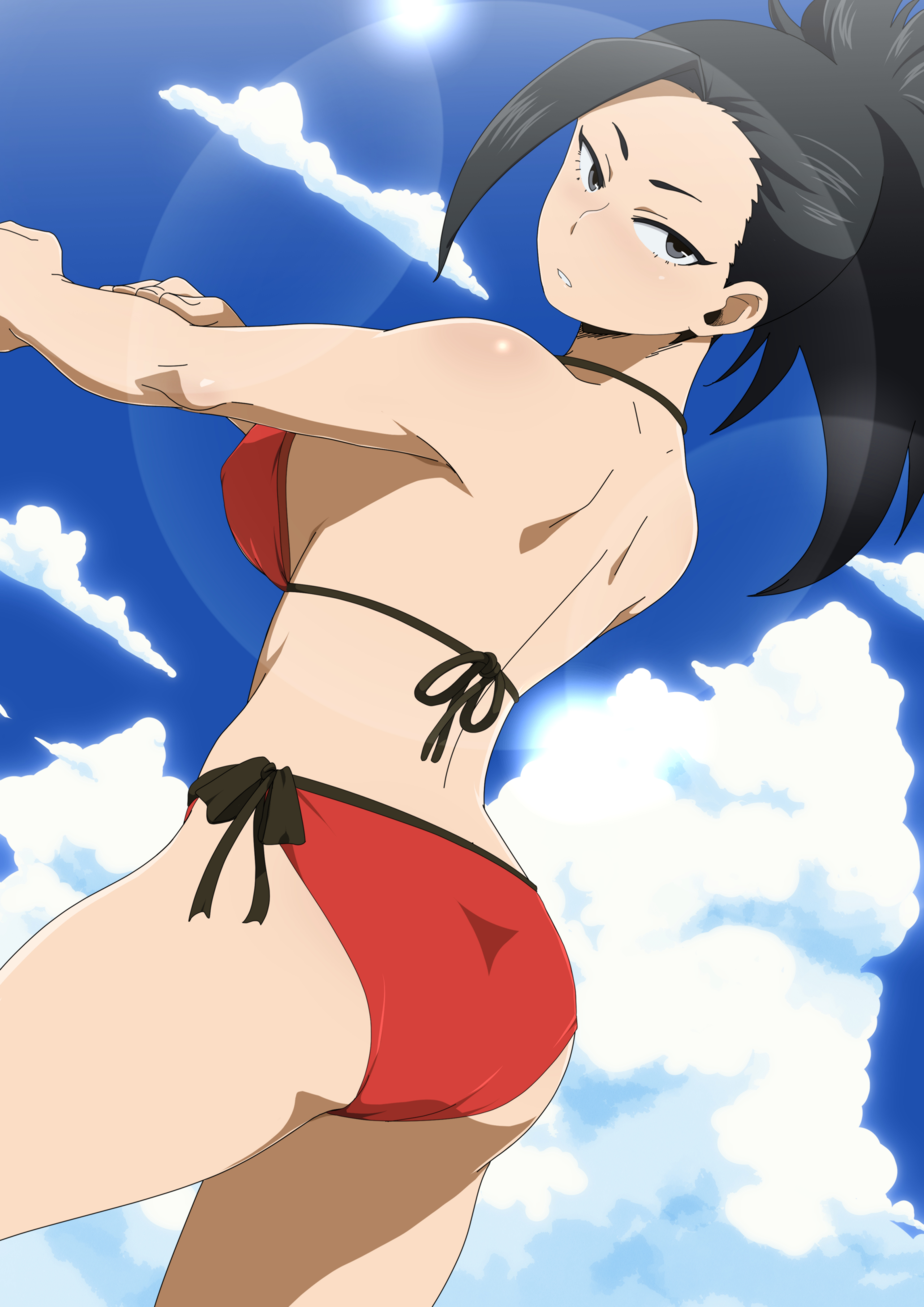 1girls, ass, ass grab, bikini, black hair, black-haired female, female, lexus (artist), momo yaoyorozu, my hero academia