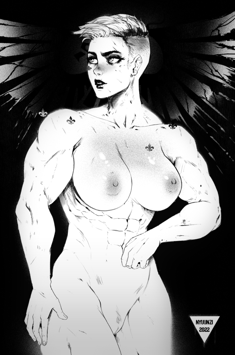 1girls, abs, adepta sororitas, casual, female, female only, greyscale, human, imperium of man, monochrome, muscular, muscular female, nyuunzi, pale skin, sister of battle, solo, solo female, tagme, warhammer (franchise), warhammer 40k, white hair