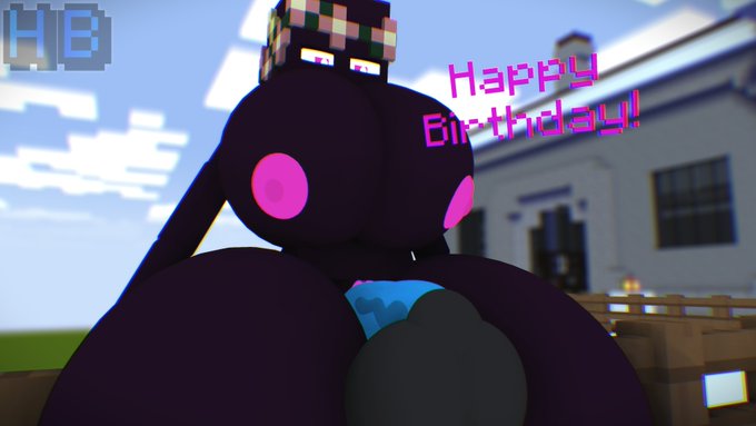 3d 3d_(artwork) big_balls big_breasts black_balls blue_penis breasts dialogue enderlady_(hbtheender) enderman enderwoman fence floating_penis flower_crown hb_(hb_the_ender) hbtheender house incest minecraft mother_and_son penis watermark