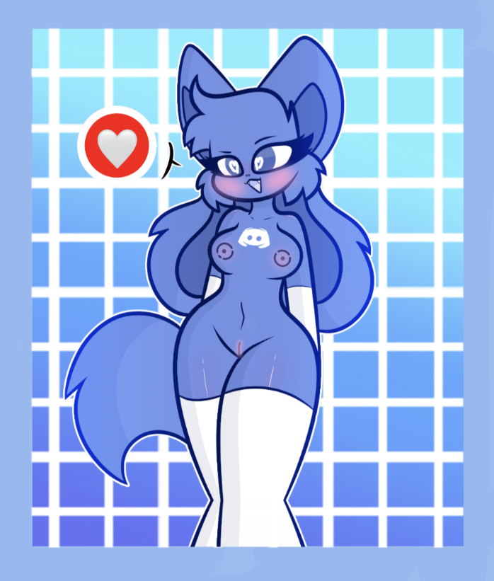 ass, big ass, blue fur, blush, clyde (discord), discord, discord (app), heart eyes, kittydog (species), white gloves, white socks