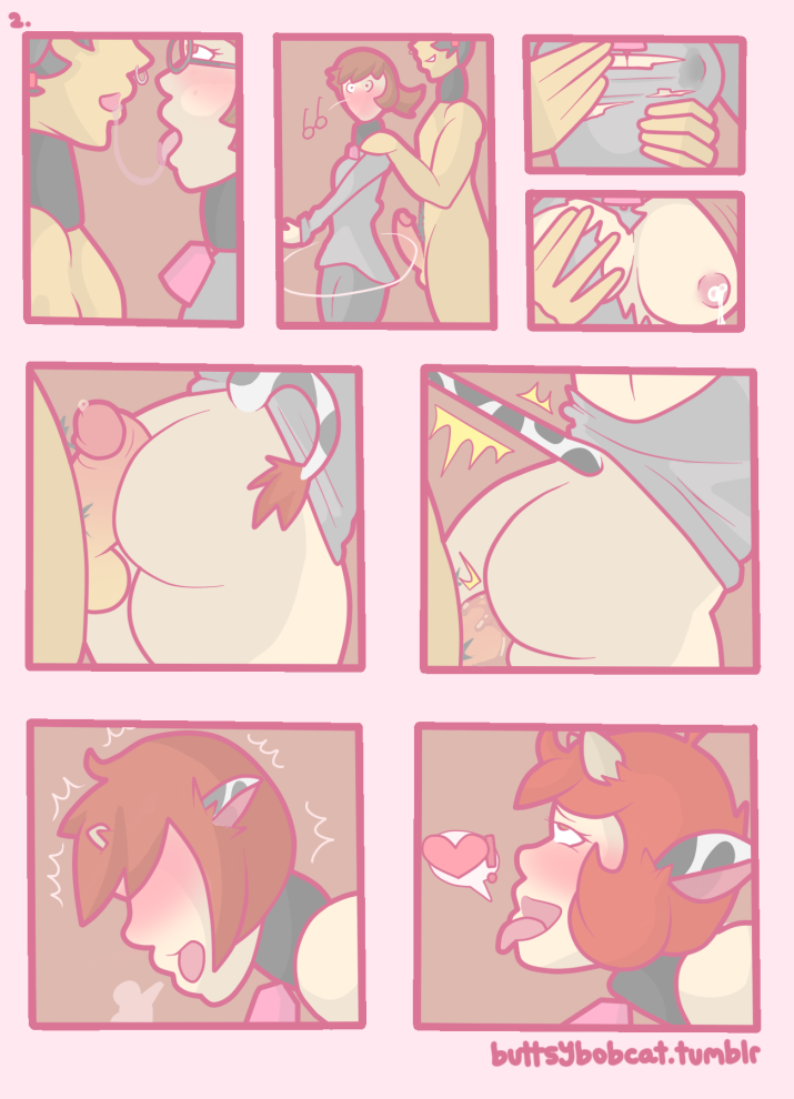 1boy 1girls ahe_gao ass_expansion bell_collar big_breasts blush breast_expansion breasts bull buttsybobcat cleavage comic cow_girl cowbell femsub glasses hi_res horns large_ass maledom penis red_hair tail tongue_out transformation visible_breath