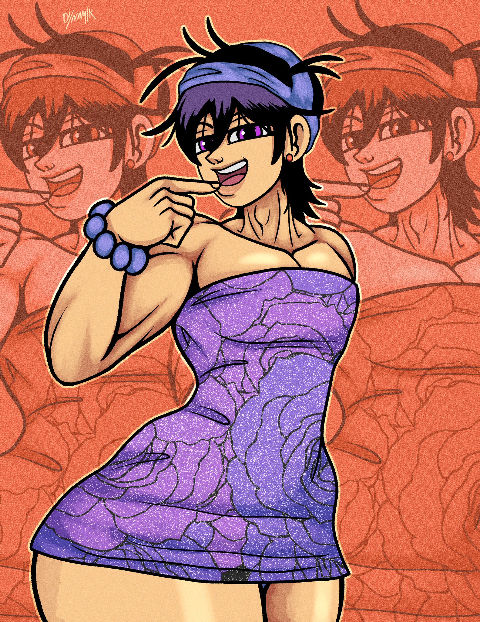 1boy, ass, big ass, crossdressing, dress, dynamik808, femboy, girly, jojo's bizarre adventure, male, male only, narancia ghirga, solo, thick thighs, trap, vento aureo, wide hips