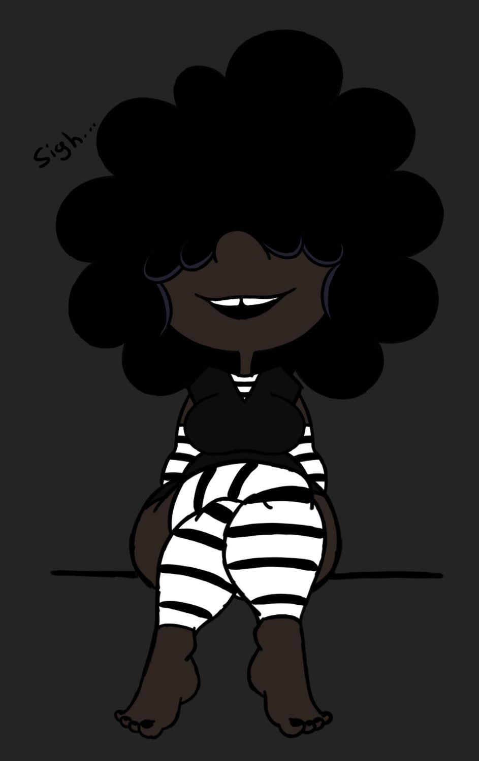 1girls 2020s 2022 5_toes afro aged_up ass barefoot big_ass big_breasts black_dress black_hair black_nails blucy_(spookyryder) crossed_legs crossing_legs cute dark-skinned_female dark_skin dress female ghostlydoodles hair_over_eyes legs_crossed lucy_loud nail_polish nickelodeon race_swap sitting sitting_down spookyryder striped_legwear striped_shirt tagme the_loud_house thick_thighs toenail_polish toenails tooth_gap