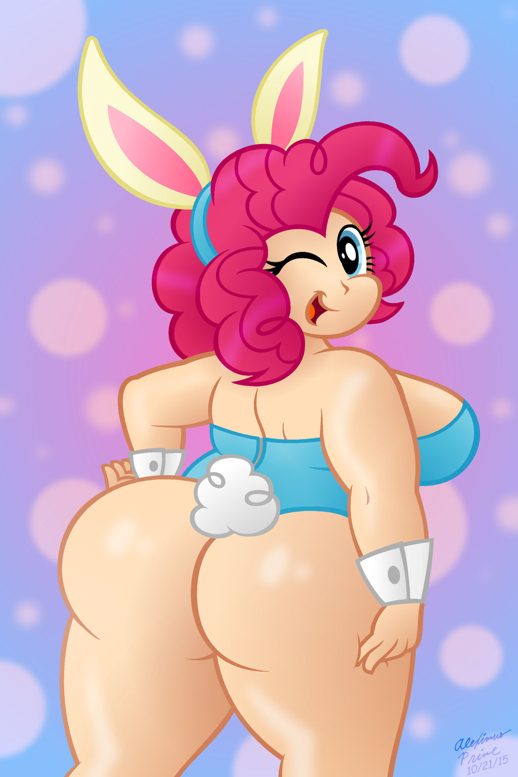 1girls 2015 5_fingers adorable aleximusprime bbw big_ass blue_eyes bunny_ears bunny_tail bunnysuit cheeky chubby chubby_female cute female hand_on_own_ass human humanized looking_at_viewer looking_back my_little_pony naked nude nude_female pink_hair pinkie_pie_(mlp) sideboob straight_hair tagme wink winking_at_viewer