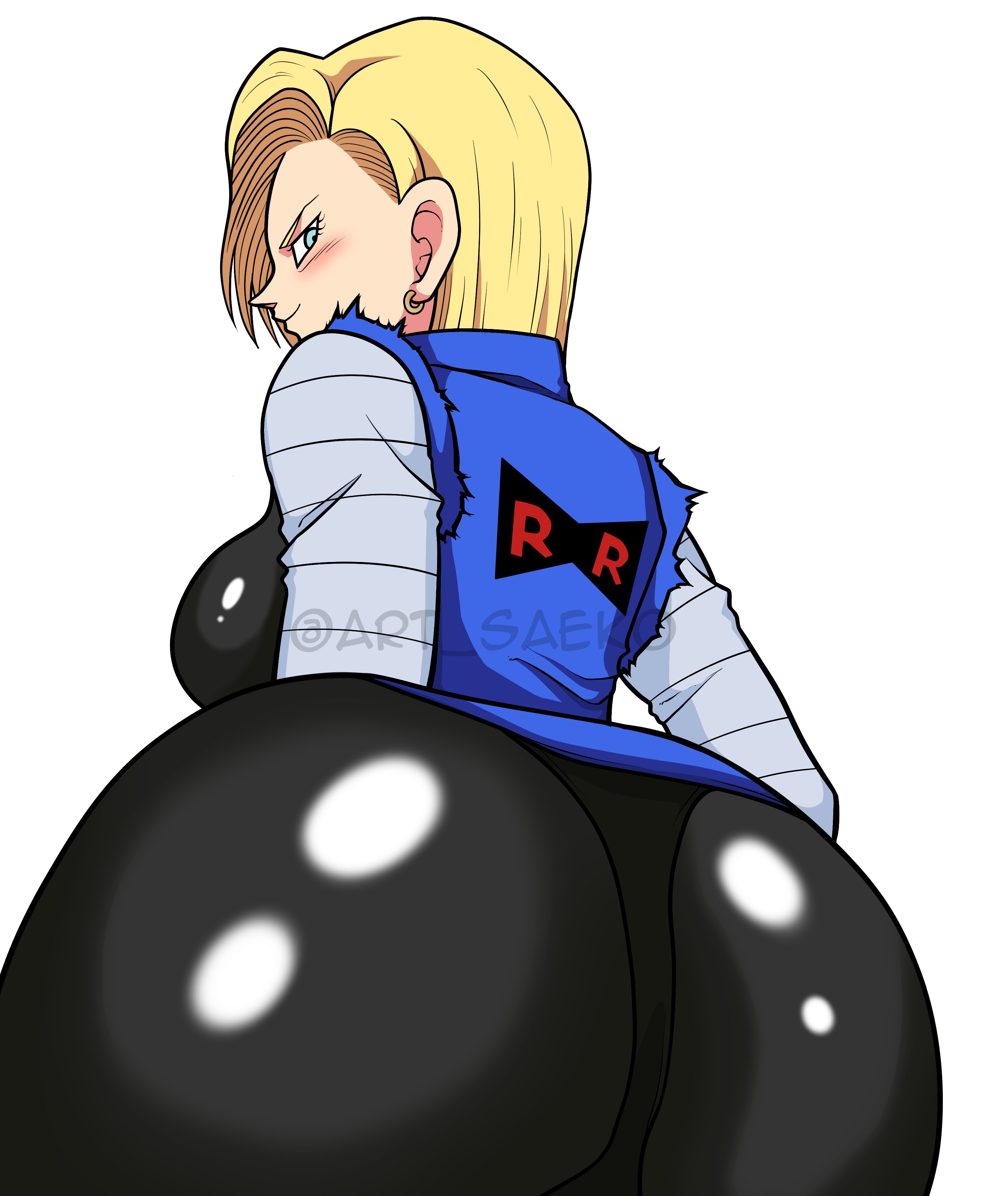 1girls, android 18, art saeko, ass, blonde, blonde female, blonde hair, blue eyes, breasts, cameltoe, cleavage, curvy, dragon ball, erect nipples, female, huge ass, huge breasts, nipples, puffy nipples, pussy, short hair, thick lips, voluptuous, wide hips, yellow hair