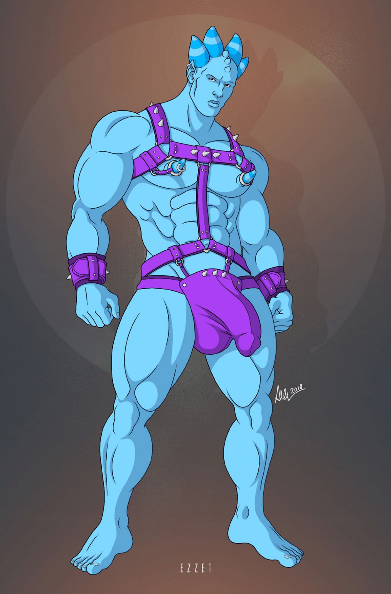 abs alexander_gay_art alien big_penis blue_skin class_comics ezzet male male_focus male_only muscular muscular_male