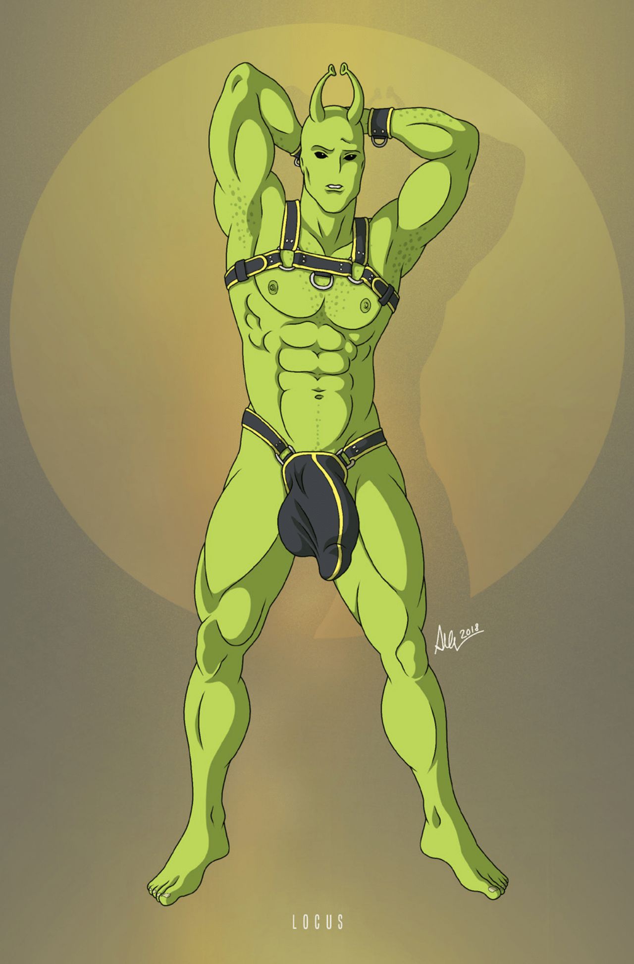 alexander_gay_art alien antennae class_comics green_skin locus male male_focus male_only