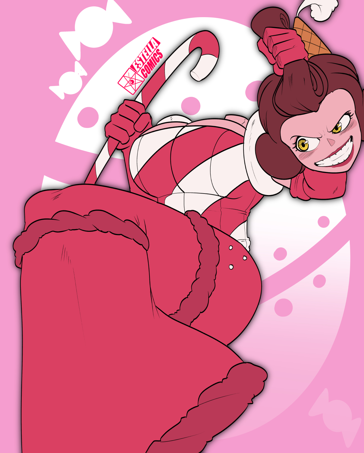 1girls, ass, baroness von bon bon, big ass, big breasts, big butt, big hips, big thighs, breasts, cleavage, cuphead (game), estella comics, female, female focus, female only, gigantic ass, gigantic breasts, gigantic butt, hourglass figure, huge ass, huge breasts, huge butt, huge hips, huge thighs, large ass, large breasts, large butt, mannyestella, mrestella, wide hips