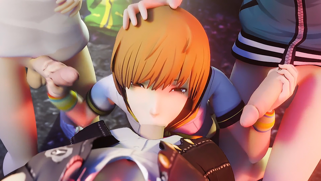1girls, 3d, 4boys, amateurthrowaway, ass, assisted rape, atlus, big penis, blazer, blowbang, blowjob, double handjob, fellatio, female, forced, gangbang, group, light skin, light-skinned female, light-skinned male, male, penis, persona, persona 4, rape, satonaka chie, school uniform, screencap, sega, short hair, spats, teenager, tomboy, track suit, unseen male face