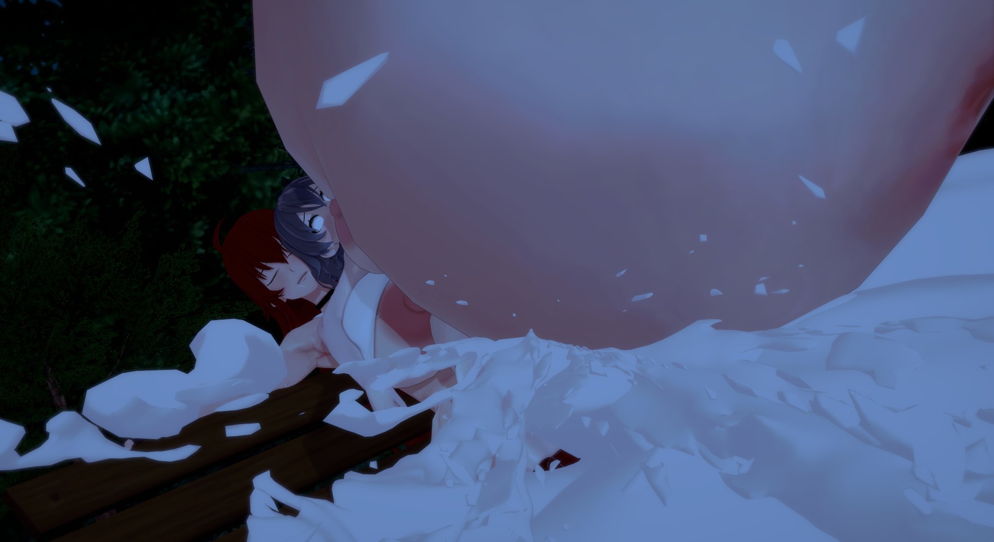 1futa, 1girls, 3d, balls, big balls, big breasts, big penis, breasts, camtri, cum, cum explosion, cum in pussy, cum inside, drooling, excessive cum, female, futa on female, futanari, huge balls, huge breasts, huge cock, hyper balls, hyper penis, inflation, intersex, koikatsu, large breasts, larger futa, night, outdoors, penis, pussy, ready to pop, vaginal penetration
