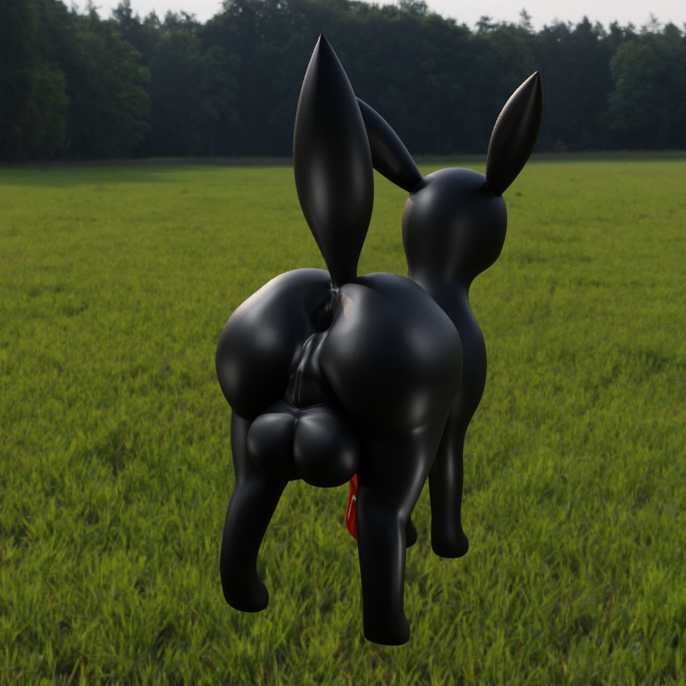 3d_(artwork) anus ass balls big_balls big_butt black_body blender_(software) clothing digital_media_(artwork) eeveelution feral foxygrandpaa genitals glistening glistening_body inflatable living_latex male nintendo perineum pokémon_(species) pokemon pokemon_(species) rear_view rubber rubber_clothing rubber_suit solo thick_thighs umbreon video_games