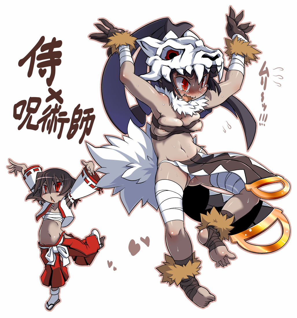 breasts disgaea exposed_breasts lady_samurai_(disgaea) large_breasts nippon_ichi_software skimpy_clothes sorcerer_(disgaea) takura_mahiro wearing_others_clothes