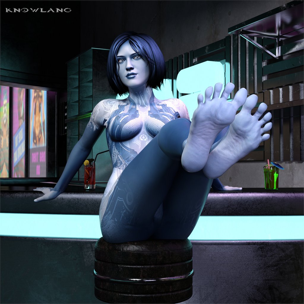 1girls 3d artificial_intelligence background bar bar_stool barefoot blue_eyes blue_hair blue_lipstick breasts chair cortana detailed_background drink eyes featureless_crotch feet female female_only foot_fetish foot_focus hair halo_(game) halo_(series) hard_light hologram humanoid knowlang leaning leaning_back legs_up on_chair open_eyes science_fiction short_hair signature sitting small_breasts soles solo toes