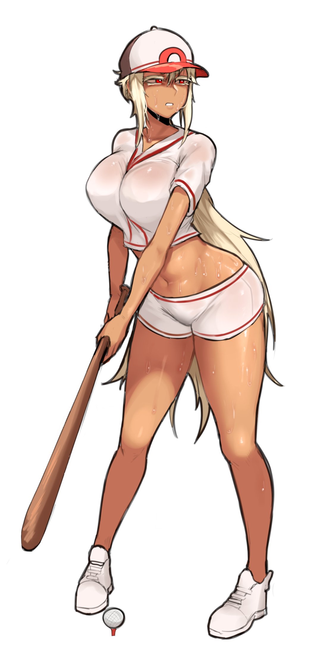 ?! ?? baseball baseball_bat baseball_cap baseball_uniform belly belly_button big_breasts breasts child_bearing_hips curves curvy curvy_body curvy_female curvy_figure golf golf_ball hips huge_breasts large_breasts legs nyxkz oc original_character playing_baseball playing_golf playing_sports pokemon_cap red_eyes shorts solo sport sports sports_uniform sweat sweating sweaty sweaty_belly sweaty_body sweaty_legs tagme_(character) tan tan_body tan_skin tanned tanned_female tanned_girl tanned_skin thick thick_legs thick_thighs tummy waist wet wet_body wet_clothes wet_clothing white_eyebrows white_hair