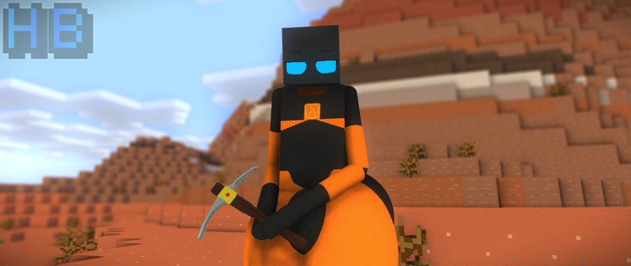 big_ass black_skin blue_eyes desert enderman femboy hb_(hb_the_ender) hbtheender hev_suit male_only minecraft outside pickaxe watermark