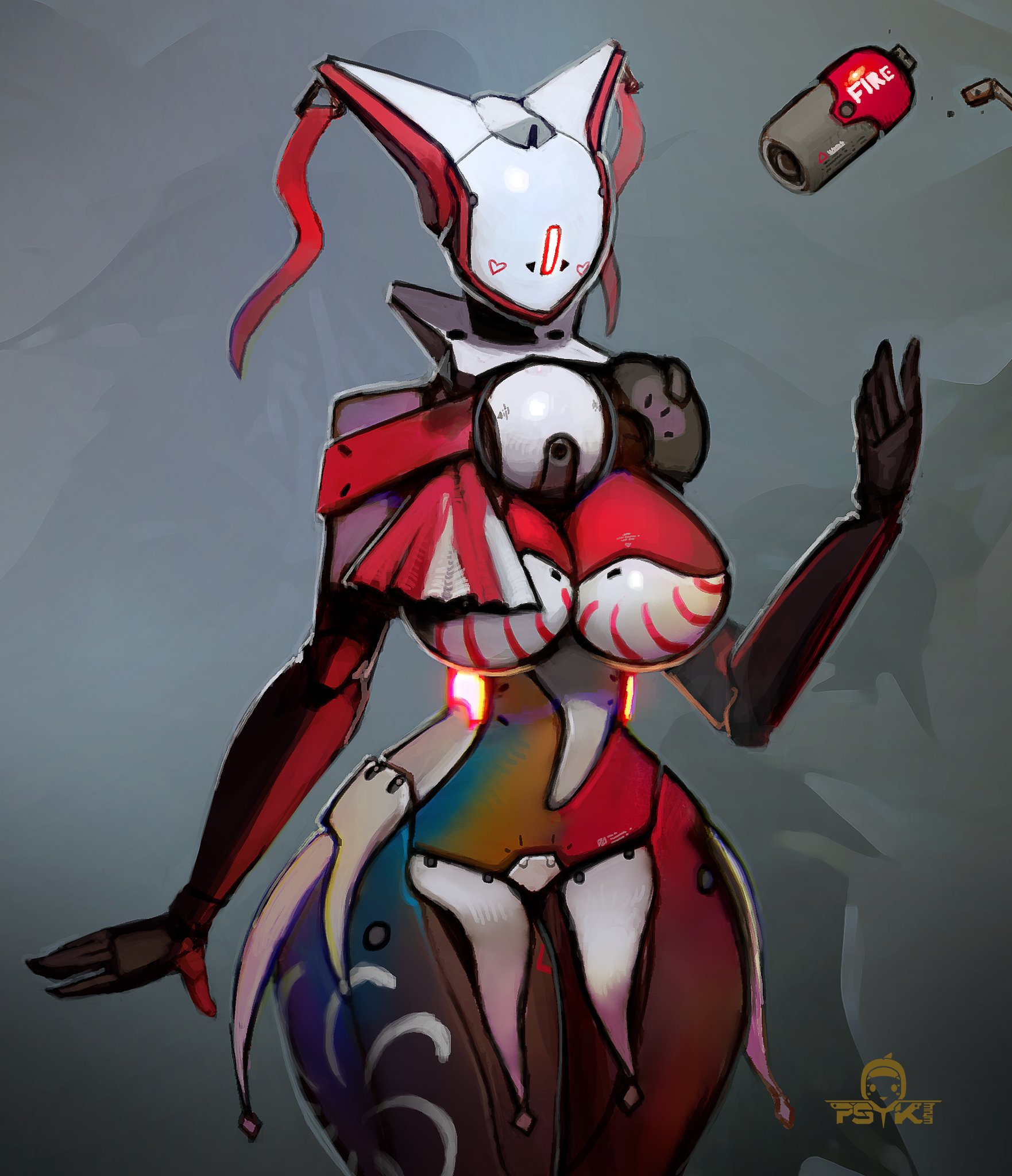 athletic, athletic female, bomb, clown, clussy, female, jester, psyk323, robot, robot girl