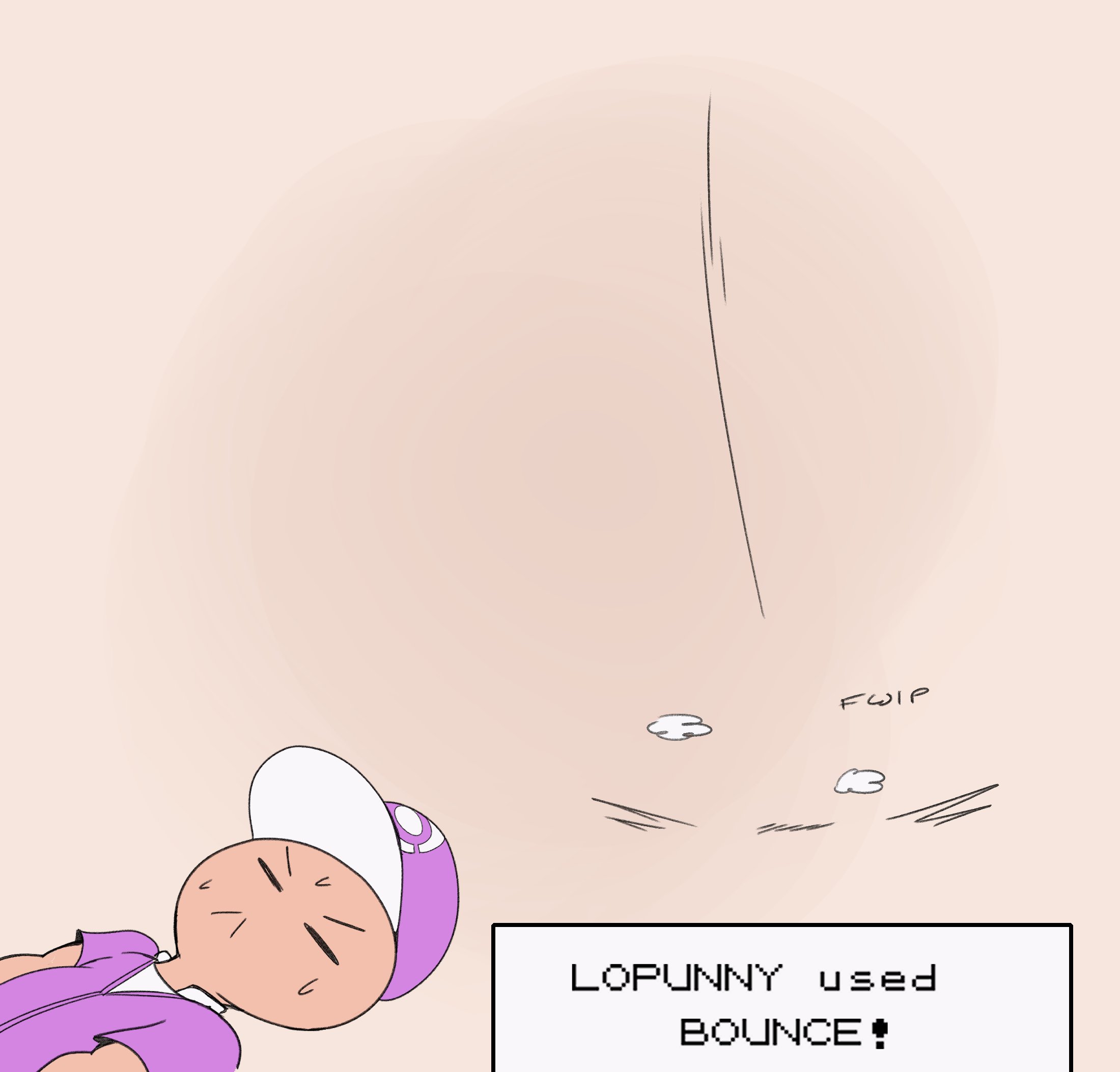 1boy, 1girls, facesitting, female, lopunny, lying, lying on back, male, nintendo, pokémon (species), pokemon, pokemon (species), purple yoshi draws, solo, text box, trainer, waiting