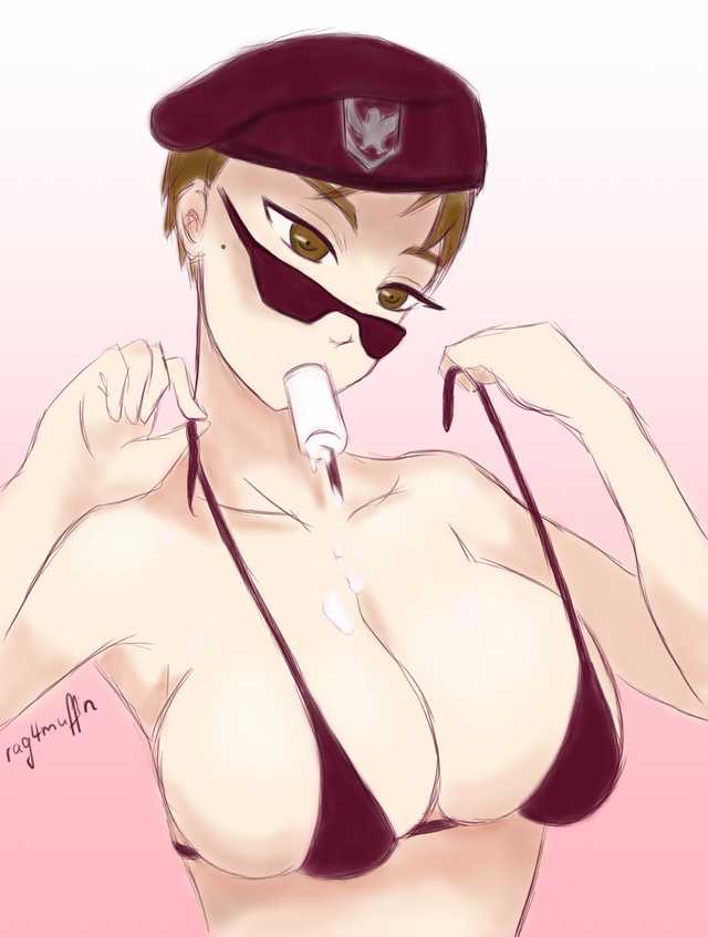 bikini bikini_top ice_cream looking_over_eyewear looking_over_glasses looking_over_sunglasses rag4muffin_(artist) rainbow_six rainbow_six_siege sunglasses tinted_eyewear zofia_(rainbow_six)