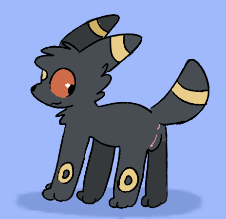 2018 black_body black_fur eeveelution female feral fur generation_2_pokemon genitals low_res mauzymice nintendo pokémon_(species) pokemon pokemon_(species) pussy quadruped red_eyes simple_background solo umbreon yellow_fur