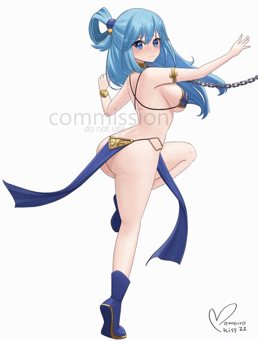 aqua_(konosuba) aqua_eyes aqua_hair armlet ass bare_arms bare_back bare_legs bare_shoulders bare_thighs bikini bikini_top blue_bikini blue_bikini_top blue_boots blue_eyes blue_hair blue_loincloth blush boots bracelet bracelets chained chained_collar collar cosplay dancer dancer_outfit dancing dark_blue_bikini dark_blue_loincloth embarrassed gold_bracelet gold_bracelets golden_bracelet golden_bracelets kono_subarashii_sekai_ni_shukufuku_wo! loincloth loincloth_aside long_hair metal_bikini metal_collar pelvic_curtain princess_leia_organa_(cosplay) sex_slave slave slave_bikini slave_collar slave_leia_(cosplay) slave_outfit slavegirl tears thick_thighs thighs