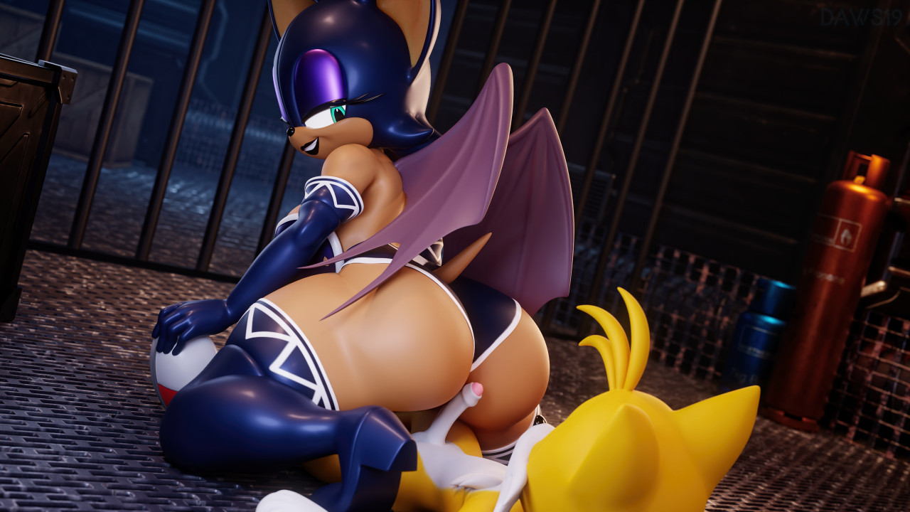 1boy, 1girls, 3d, 3d model, ass, assjob, bat, bat wings, bedroom eyes, big ass, big breasts, black lipstick, bondage, bondage outfit, boots, breasts, buttjob, daws19, dominatrix, dungeon, duo, elbow gloves, female, femdom, fox, gimp suit, latex gloves, latex thighhighs, looking at partner, male, malesub, mobian, mobian (species), mobian bat, penis, reverse cowgirl position, riding, riding penis, rouge the bat, rouge the bat (valorlynz), sega, sonic (series), sonic adventure 2, sonic the hedgehog (series), tail, tails, tails the fox, thighhighs, valorlynz, wings