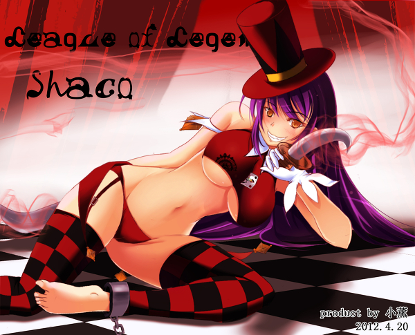 breasts clothing color covered_breasts female female_only knife league_of_legends rule_63 shaco solo weapon