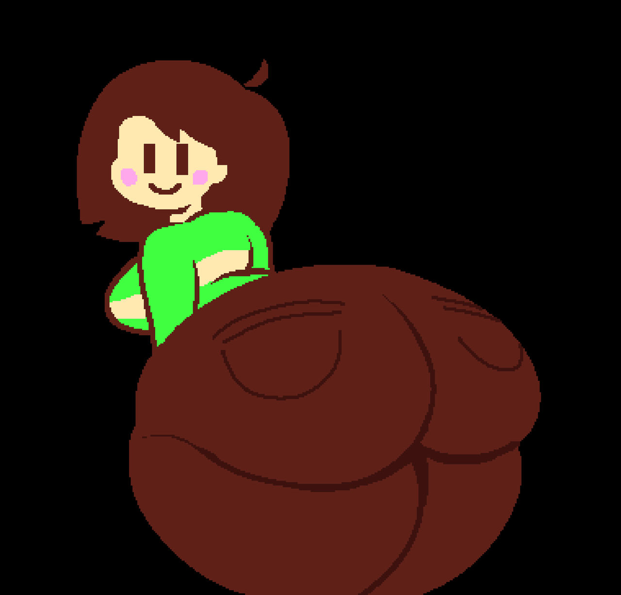 1girls, 2023, 2d, ass, ass bigger than head, ass bigger than torso, ass focus, black eyes, brown hair, bubble ass, bubble butt, chara, english, female, female chara, huge ass, huge thighs, jeans, lenny face, light skin, light-skinned female, looking at viewer, looking back, marioishere1, marioishere7, pixelated, simple background, thick thighs, thighs bigger than head, undertale, undertale (series)