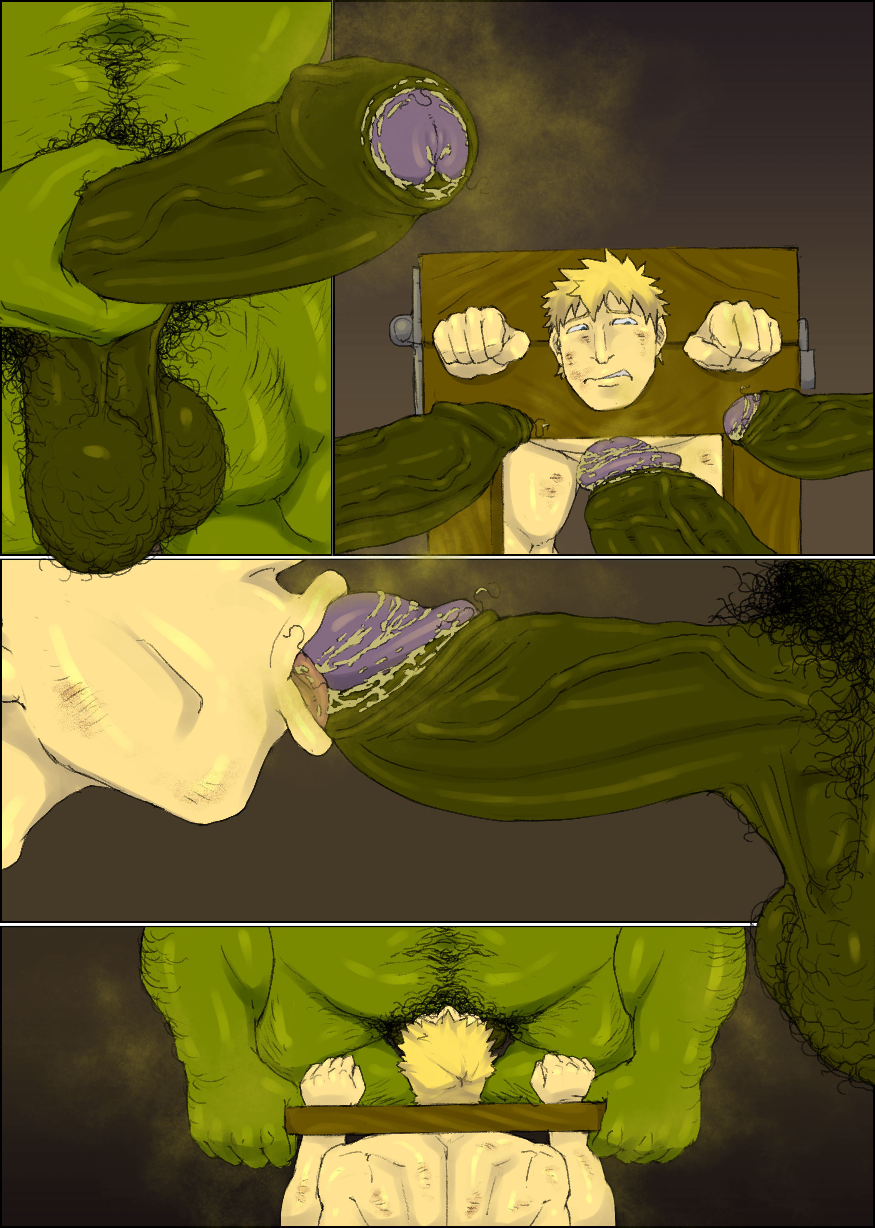 4boys, bara, big penis, blonde hair, erection, fellatio, foreskin, gay, green skin, hairy, human, male, male only, mojamoja, musk, musk clouds, musky cock, orc, orc male, original, pale skin, penis, pubic hair, pubic hair in foreskin, retracted foreskin, smegma, tagme, uncircumcised, veiny penis, yaoi