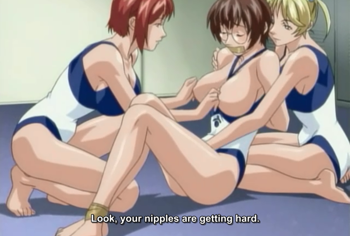 3girls, bible black, bible black only, big breasts, blonde hair, bondage, bound, breasts, breasts out, breasts out of clothes, brown hair, clothed sex, competition swimsuit, dialogue, dubious consent, duct tape, duct tape gag, english text, eyewear, female, female only, femdom, femsub, fff threesome, fingering, fingering partner, fingering pussy, gag, gagged, glasses, groping, groping breasts, huge breasts, kneeling, kobayashi shinobu, mikimoto, molestation, mouth gag, multiple doms, multiple females, multiple girls, nipple pinch, nipple play, nipple tweak, nonogusa miyuki, pussy, red hair, school swimsuit, screencap, short hair, sitting, subtitled, swimsuit, tape bondage, tape gag, taped ankles, taped mouth, teamwork, teasing, text, threesome, tied legs, tied up, tight clothing, twintails, two doms one sub, uncensored, upscaled, yuri