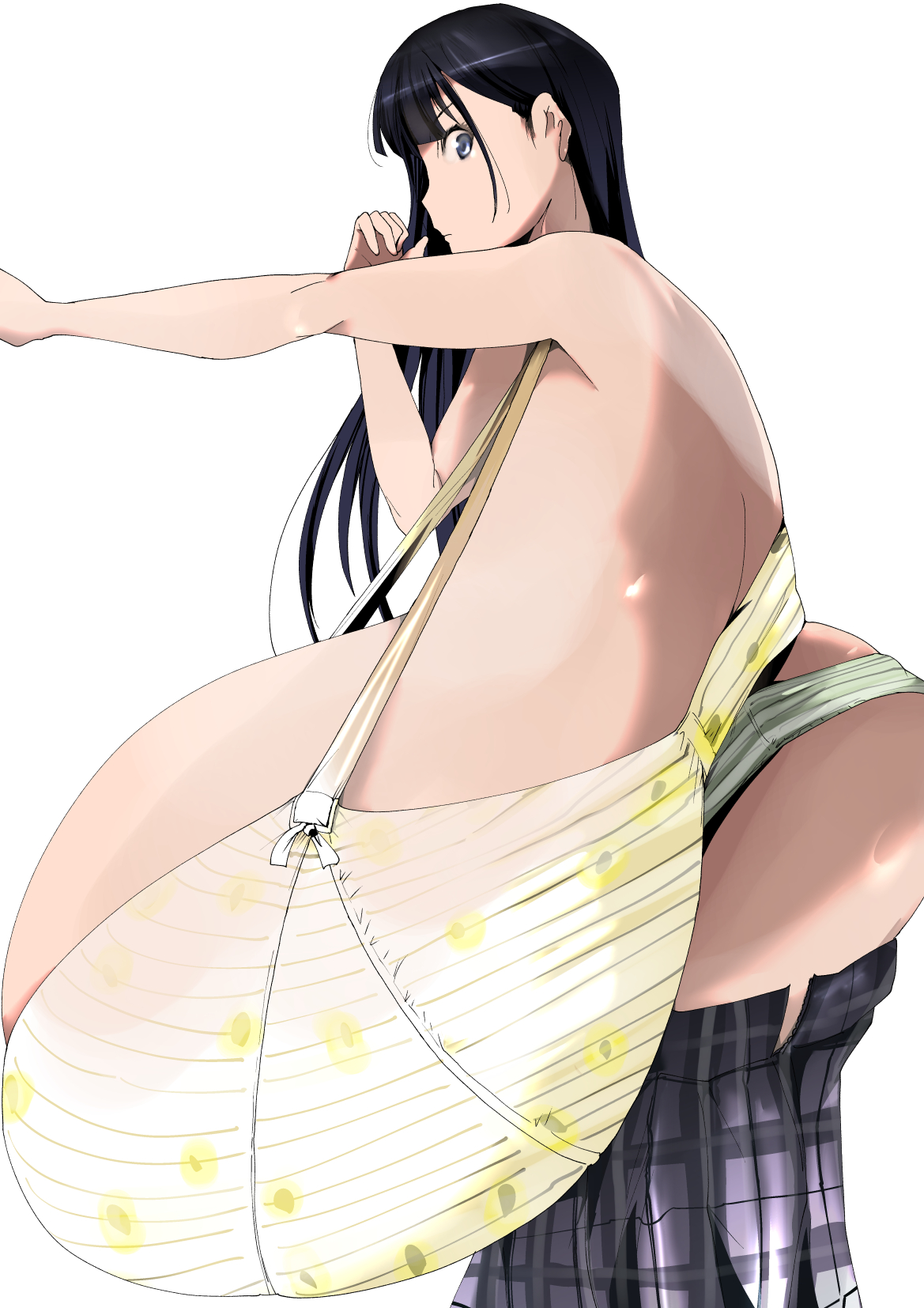 black hair, bra, breasts, female, gigantic breasts, huge bra, huge breasts, hyper breasts, kinkoumori, massive breasts, side view, skirt down, tagme, きんこうもり