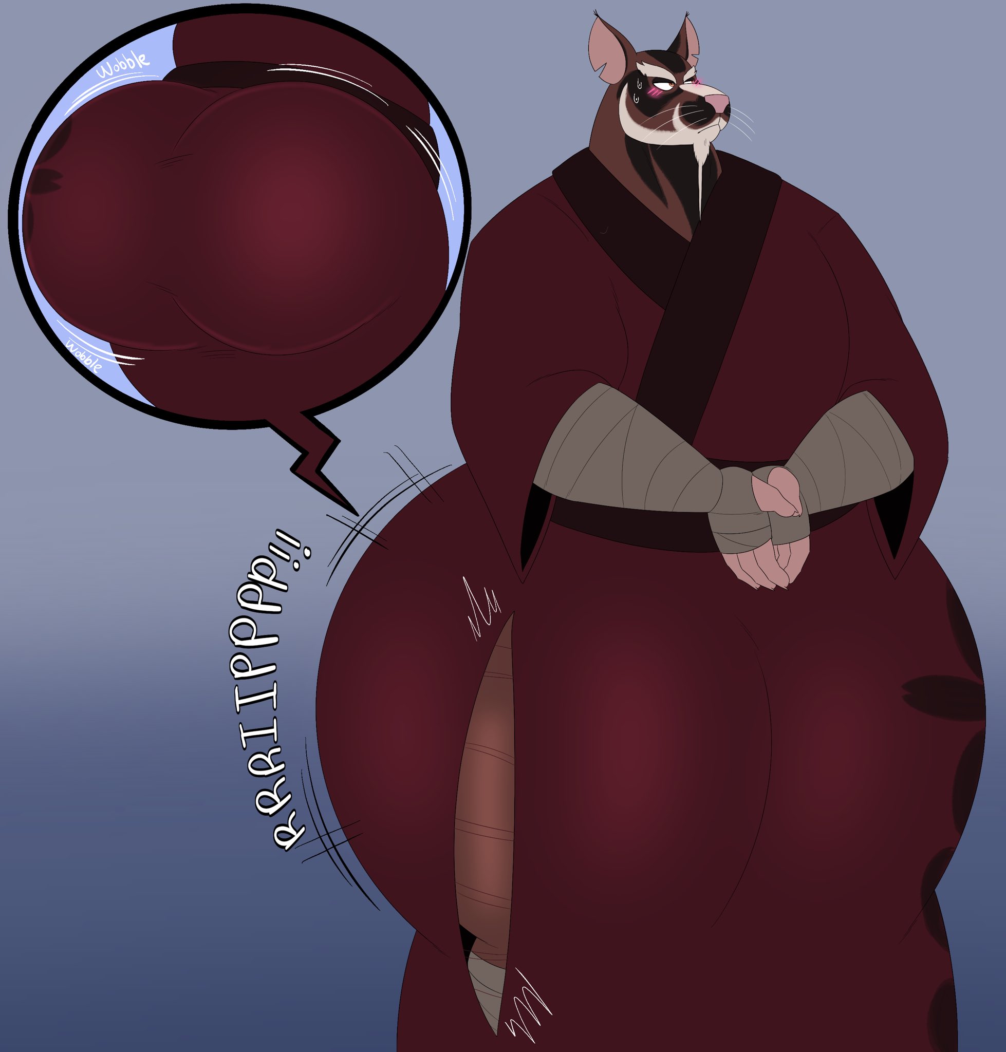 1boy, anthro, ass, big ass, big butt, bubble ass, bubble butt, bursting clothes, bursting through clothing, curvy, curvy body, curvy male, furry, huge ass, huge butt, male, male only, master splinter, master splinter (tmnt 2012), megacoolbear (artist), robe, ruining clothes, solo, solo male, tearing clothes, teenage mutant ninja turtles, thick thighs, tmnt 2012, voluptuous, voluptuous male, wide hips