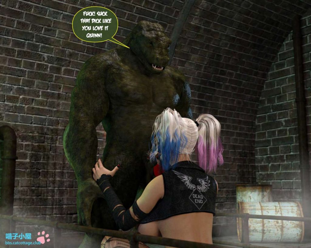 1boy 1girls 3d anthro batman_(series) big_breasts big_penis blowjob breasts clown_girl clown_makeup comic crocodile crocodilian daz3d daz_studio dc dc_comics dominant dominant_male domination english english_text erect_penis fellatio female hair harley_quinn height_difference huge_breasts huge_cock interspecies killer_croc large_penis larger_male long_penis looking_at_partner looking_pleasured male male/female male_anthro/female_human monster monster_cock naked naughty_face nude nude_male open_mouth oral oral_sex penis_in_mouth pleasure_face redrobot3d rough_sex sewer sex size_difference smaller_female speech_bubble submissive submissive_female text villain