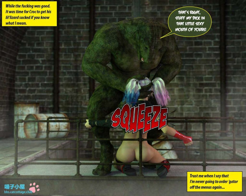 1boy 1girls 3d anthro batman_(series) big_breasts big_penis blowjob breasts clown_girl clown_makeup clussy comic crocodile crocodilian daz3d daz_studio dc dc_comics dominant dominant_male domination english_text erect_penis fellatio female furry hair harley_quinn height_difference huge_breasts huge_cock interspecies killer_croc large_penis larger_male long_penis looking_at_partner looking_pleasured male male/female male_anthro/female_human monster monster_cock naked naughty_face nude nude_male open_mouth oral oral_sex penis_in_mouth pleasure_face pussy redrobot3d rough_sex sewer sex size_difference smaller_female speech_bubble submissive submissive_female text villain