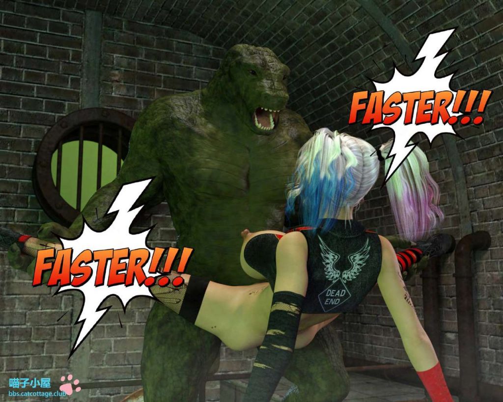 1boy 1girls 3d anthro batman_(series) big_breasts big_penis breasts clown_girl clown_makeup comic crocodile crocodilian daz3d daz_studio dc dc_comics dominant dominant_male domination english_text erect_penis female furry hair harley_quinn height_difference huge_breasts huge_cock interspecies killer_croc large_penis larger_male long_penis looking_at_partner looking_pleasured male male/female male_anthro/female_human monster monster_cock naked naughty_face nude nude_male open_mouth penis_in_pussy pleasure_face redrobot3d rough_sex sewer sex size_difference smaller_female submissive submissive_female text thighhighs vaginal_penetration villain