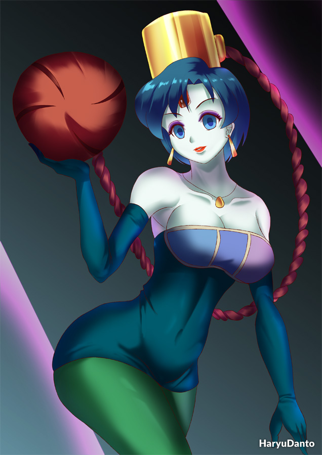 1girls ami_mizuno atsugessho bishoujo_senshi_sailor_moon black_moon blue_hair breasts cleavage clothing corruption cowboy_shot dress droids elbow_gloves enemy_conversion female green_skin haryudanto humanoid jewelry large_breasts looking_at_viewer monster_of_the_day pantyhose short_hair solo thick_thighs transformation villainess white_skin wide_hips